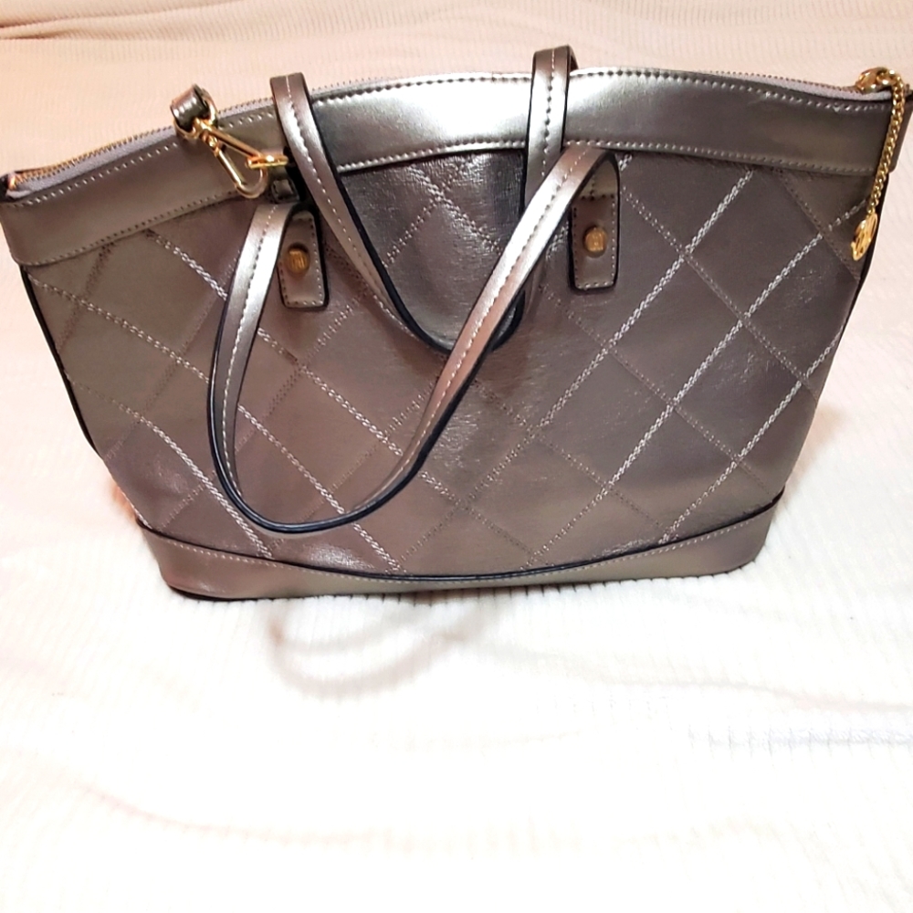 Antonio Melani Luxury shiny grey diamond pattern purse from Dillards